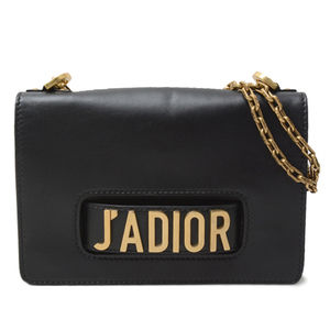 Christian Dior Bag Chain Shoulder Bag JA DIOR J'adior Leather Black